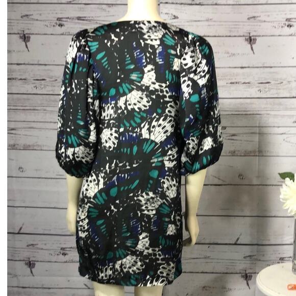 BCBG generation sheath dress, balloon sleeves  in black with green, blue size 6 - Picture 7 of 12